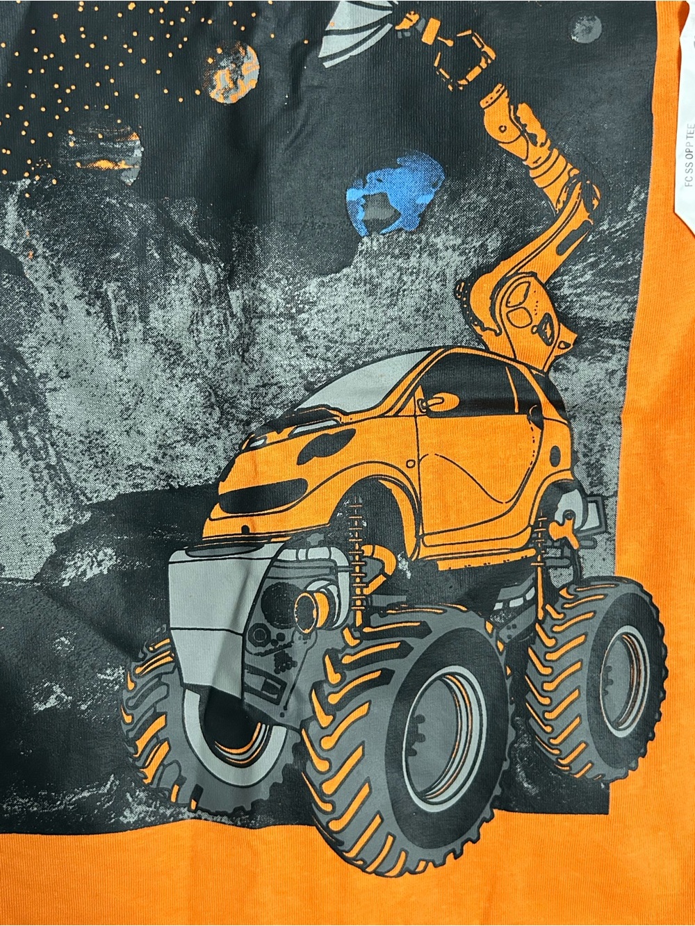 Falls Creek Boys Monster Truck Graphic T-Shirt | NWT | Size 8 | Bright Orange